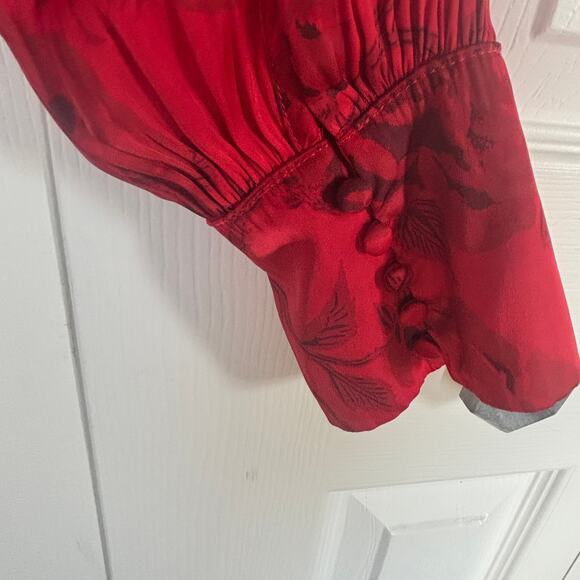 Free people floral one-shoulder satin top Red medium holiday whimsygoth sexy - Picture 9 of 9